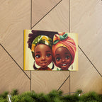Cute Afro Girls Canvas, African Canvas, Canvas for Home Decor, Wall Decoration, Housewarming Gift, Girls Canvas