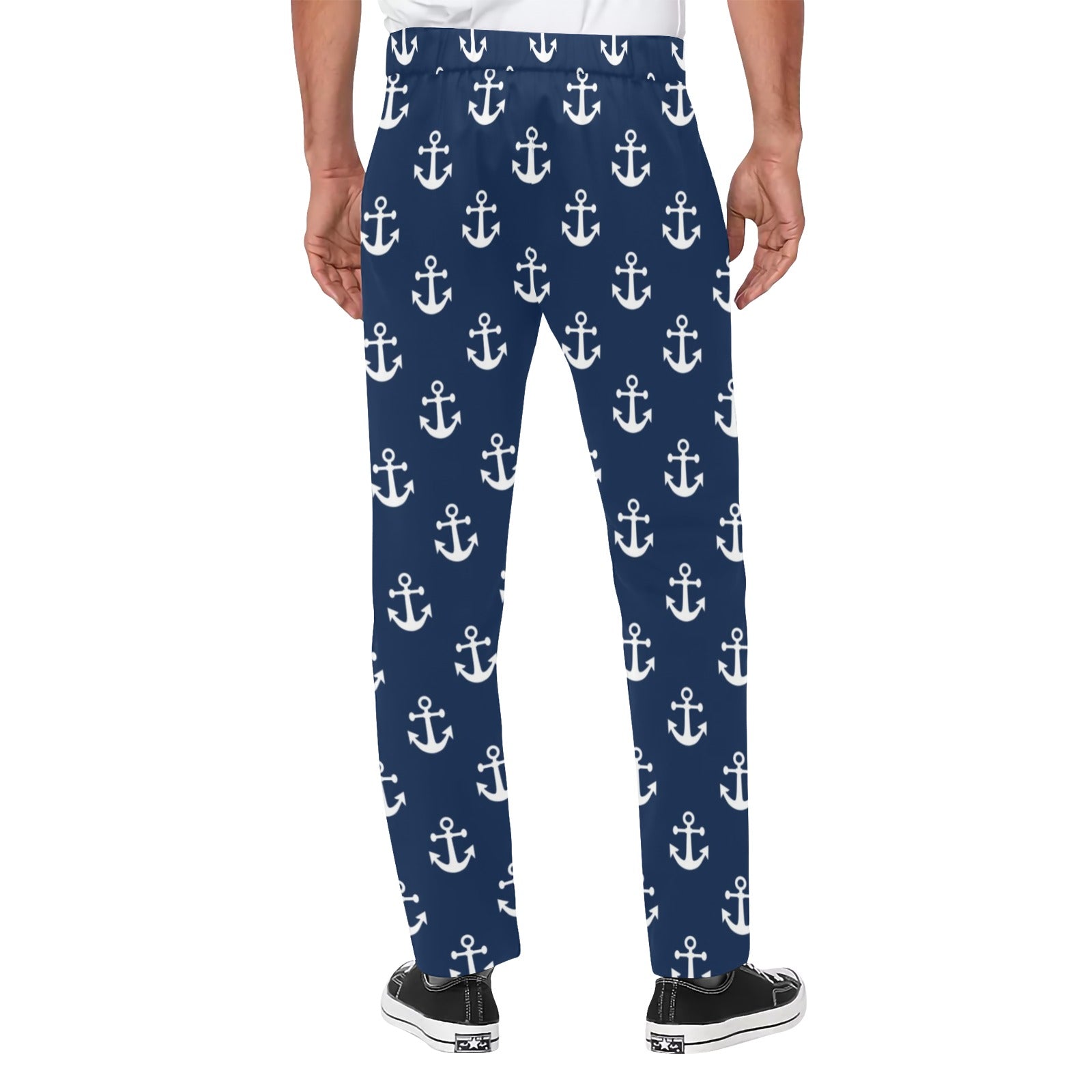 Navy/Anchors Men's All Over Print Casual Trousers