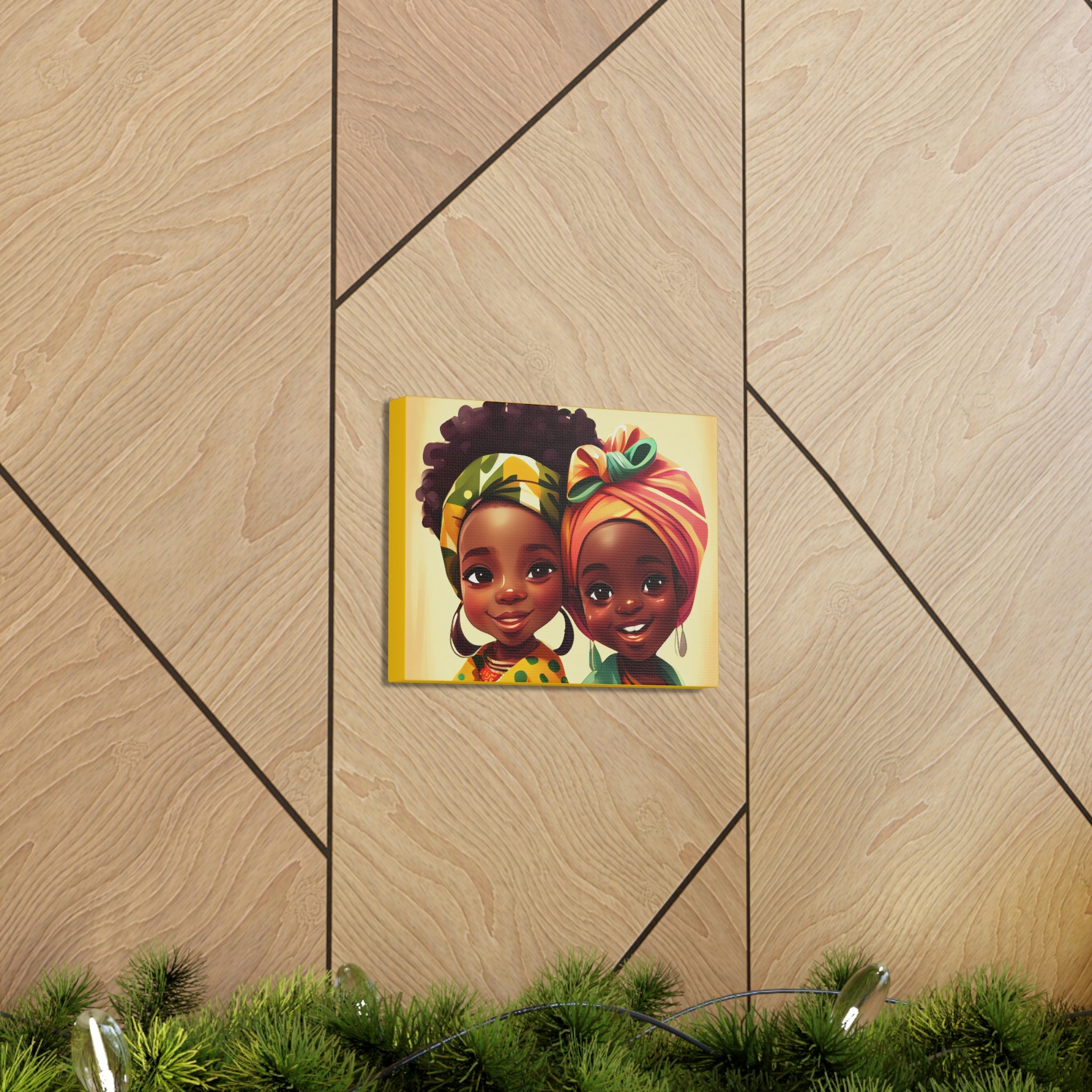 Cute Afro Girls Canvas, African Canvas, Canvas for Home Decor, Wall Decoration, Housewarming Gift, Girls Canvas