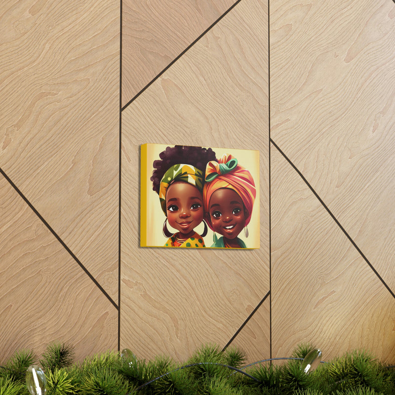 Cute Afro Girls Canvas, African Canvas, Canvas for Home Decor, Wall Decoration, Housewarming Gift, Girls Canvas