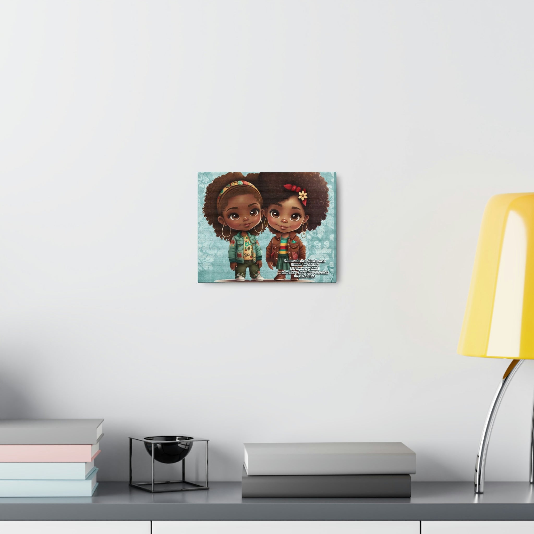 Canvas Gallery Wrap, Friends, Christian, There is a Friend, African American Girls, Picture Frame