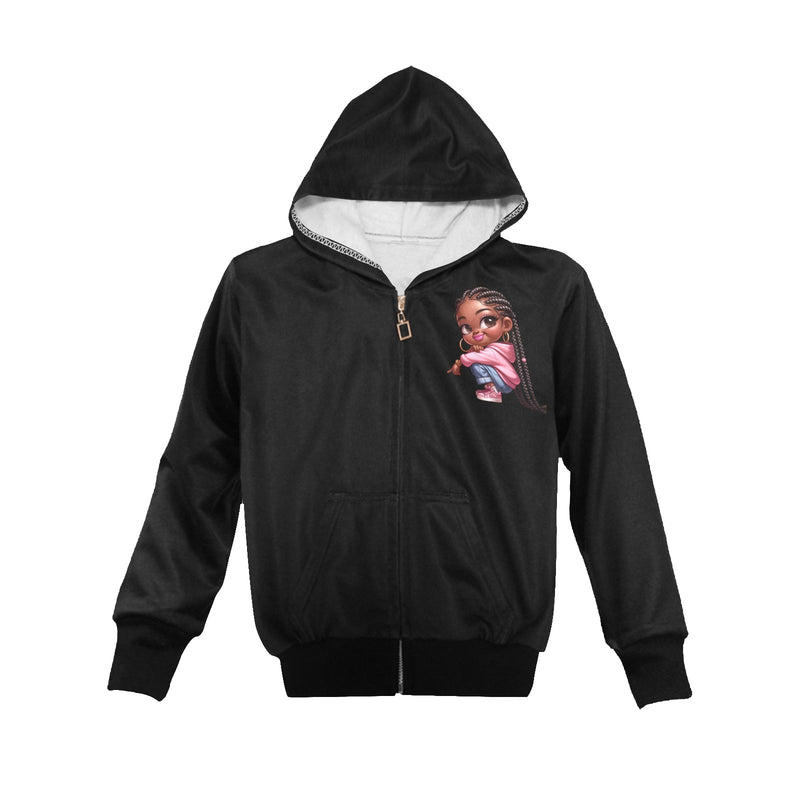 TooCoolBlack Big Girls' Zip Up Hoodie (Model H58)