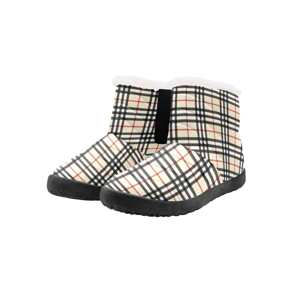 Plaid Beige Women's Cotton-Padded Shoes