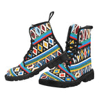 African Print, Masai Inspired Martin Boots for Women (Black)