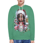 Merry Christmas Women's Fleece Hoodie w/ White Lining Hood