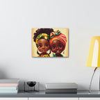Cute Afro Girls Canvas, African Canvas, Canvas for Home Decor, Wall Decoration, Housewarming Gift, Girls Canvas