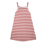 Red Hearts Drawstring Neck Sleeveless Dress (Model D68)