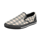 Plaid Beige Women's Slip-on Canvas Shoes (Model 019)