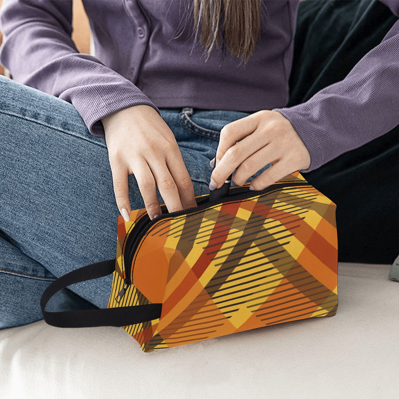 Orange Plaid Wash Bag