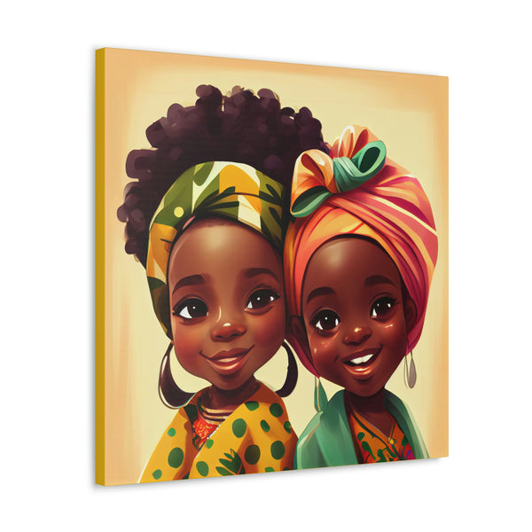 Cute Afro Girls Canvas, African Canvas, Canvas for Home Decor, Wall Decoration, Housewarming Gift, Girls Canvas