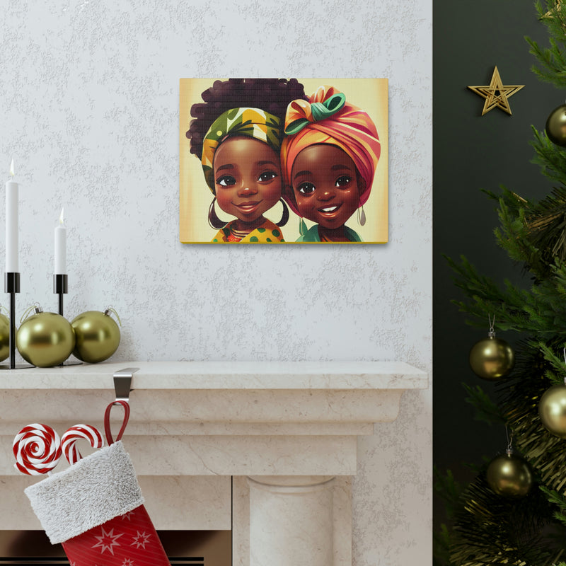 Cute Afro Girls Canvas, African Canvas, Canvas for Home Decor, Wall Decoration, Housewarming Gift, Girls Canvas