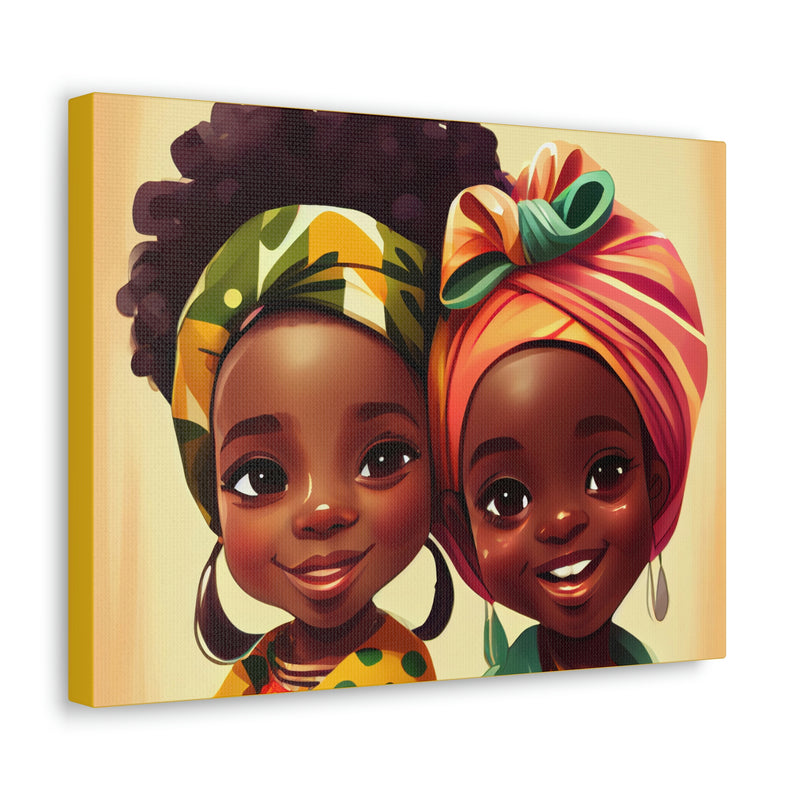 Cute Afro Girls Canvas, African Canvas, Canvas for Home Decor, Wall Decoration, Housewarming Gift, Girls Canvas