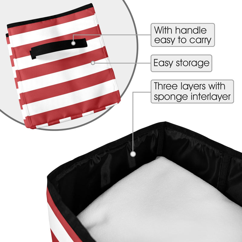 Red and White Striped Quilt Storage Bag