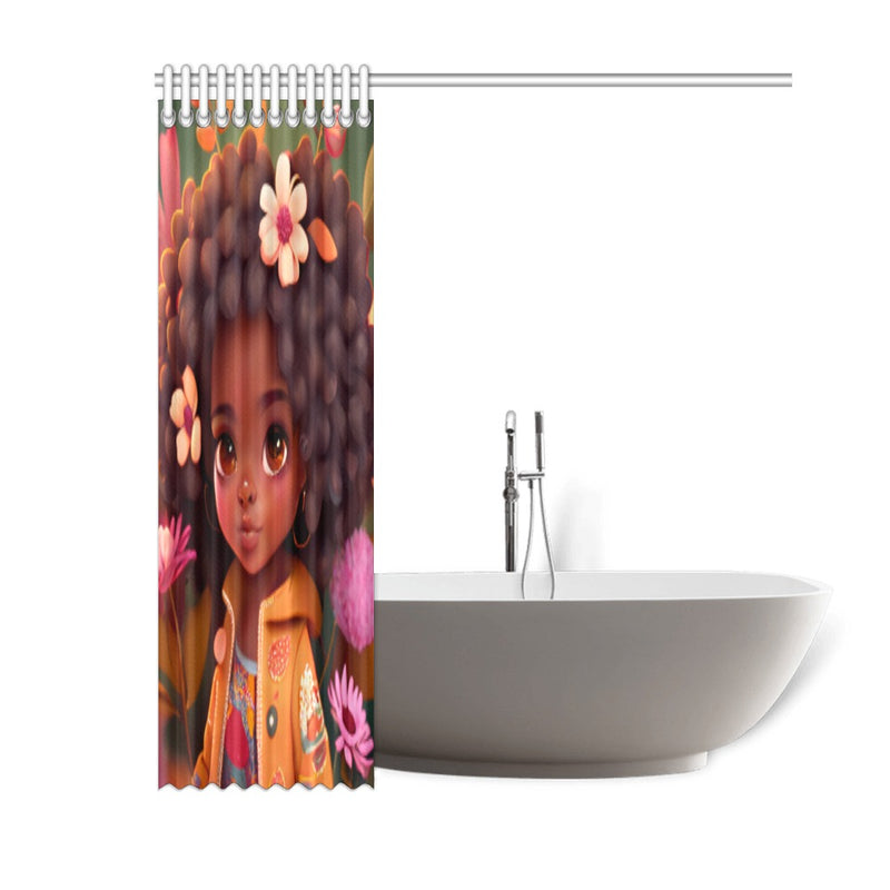 Girl with Flowers Shower Curtain 60"x72"