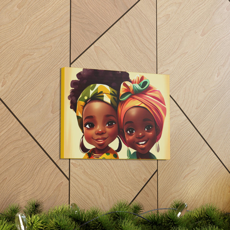 Cute Afro Girls Canvas, African Canvas, Canvas for Home Decor, Wall Decoration, Housewarming Gift, Girls Canvas