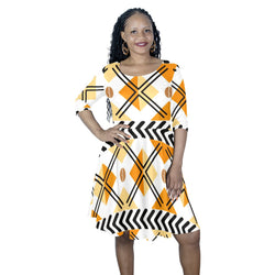 African Print Dress Half Sleeve Skater Dress