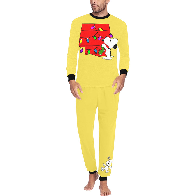 Yellow Men's All Over Print Pajama Set