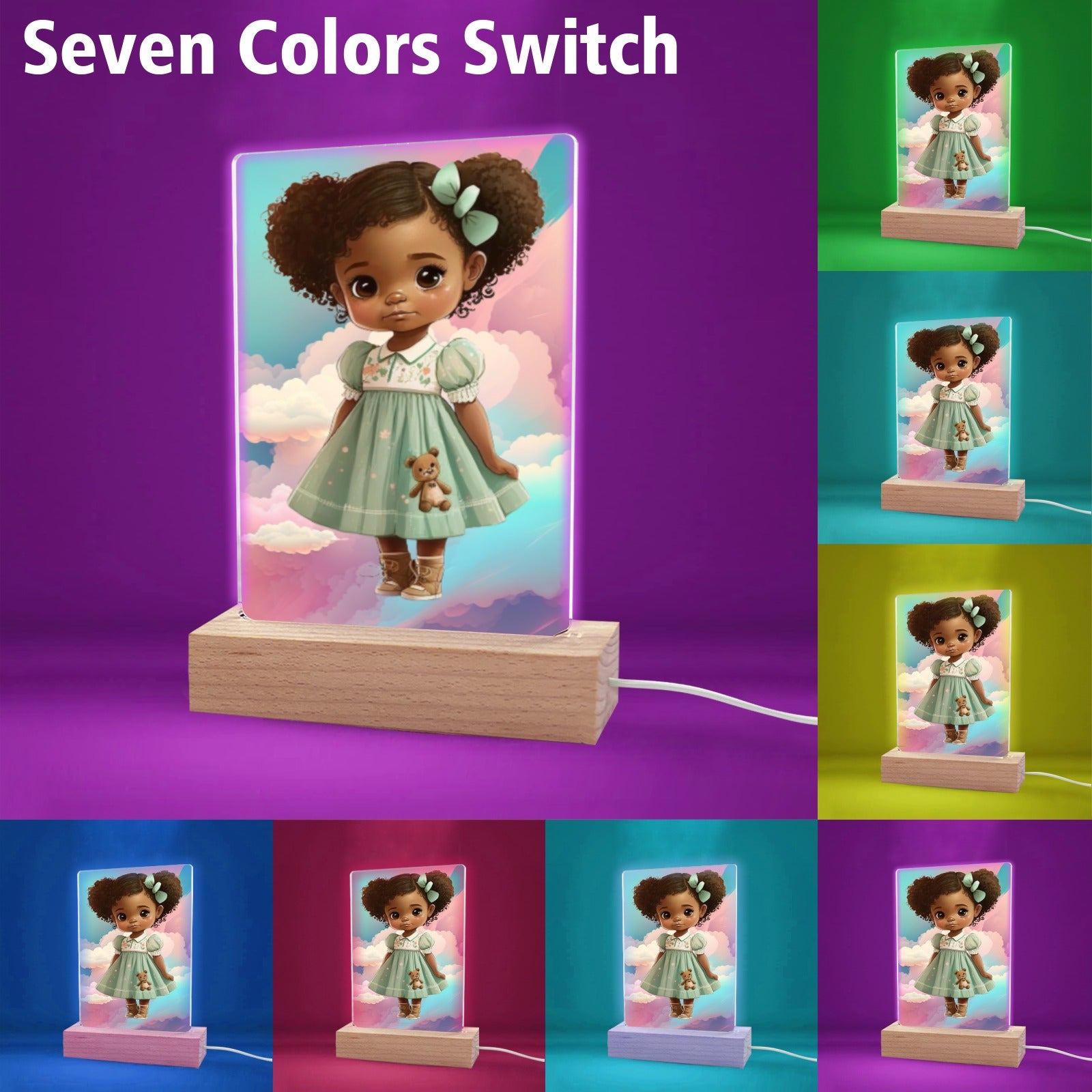 Breanna Design Acrylic Photo Print with Colorful Light Square Base 5"x7.5"