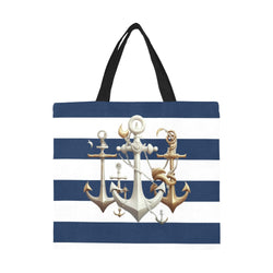 Anchor Tote Navy Blue All Over Print Canvas Tote Bag, Large