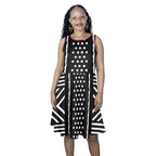 Black and White Print Dress Sleeveless Expansion Dress