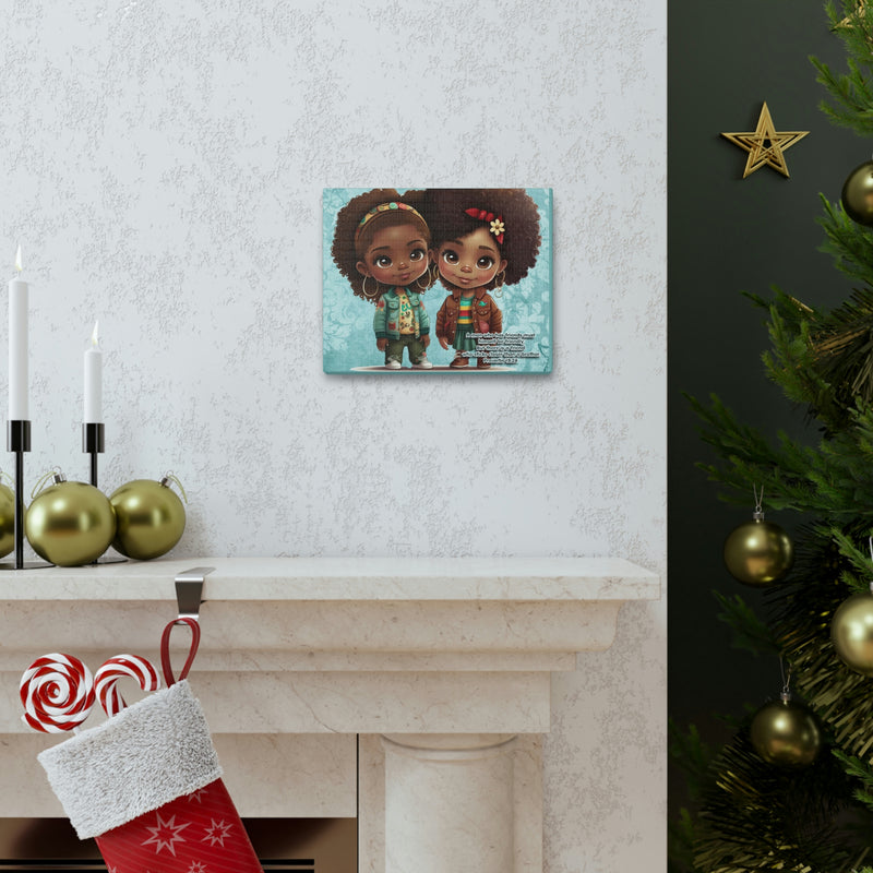 Canvas Gallery Wrap, Friends, Christian, There is a Friend, African American Girls, Picture Frame