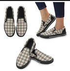 Plaid Beige Women's Slip-on Canvas Shoes (Model 019)