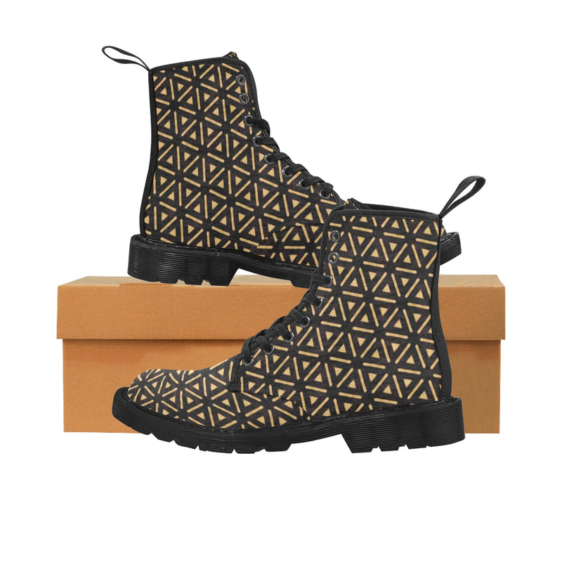 Bogolan Black Print Martin Boots for Women (Black)