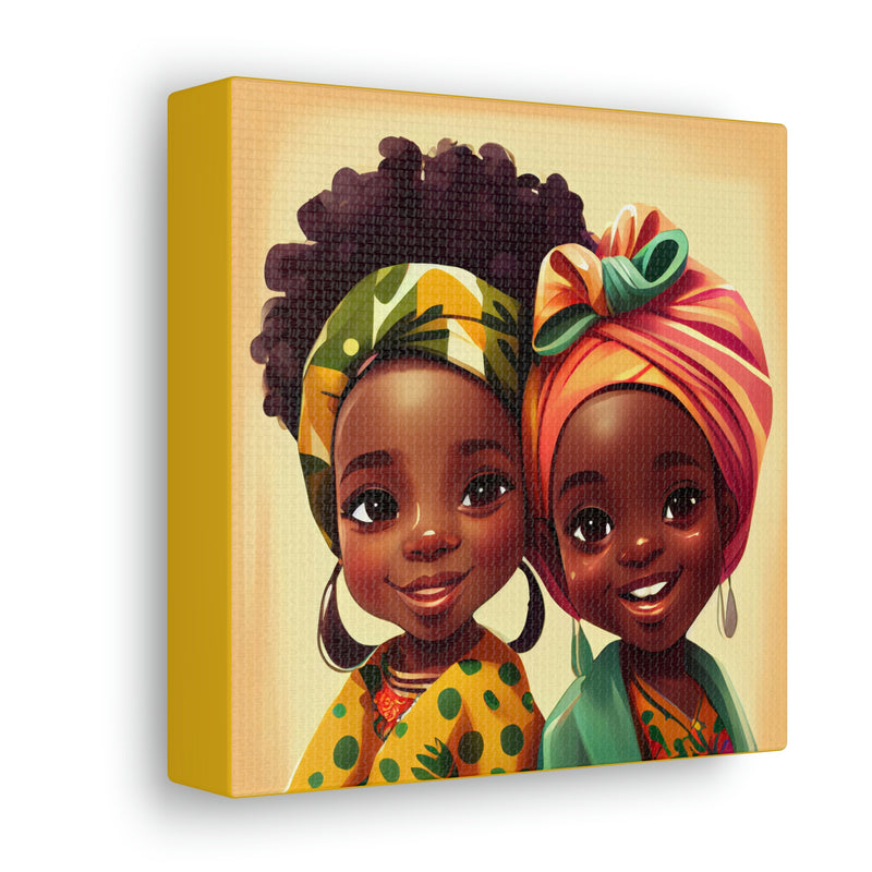 Cute Afro Girls Canvas, African Canvas, Canvas for Home Decor, Wall Decoration, Housewarming Gift, Girls Canvas