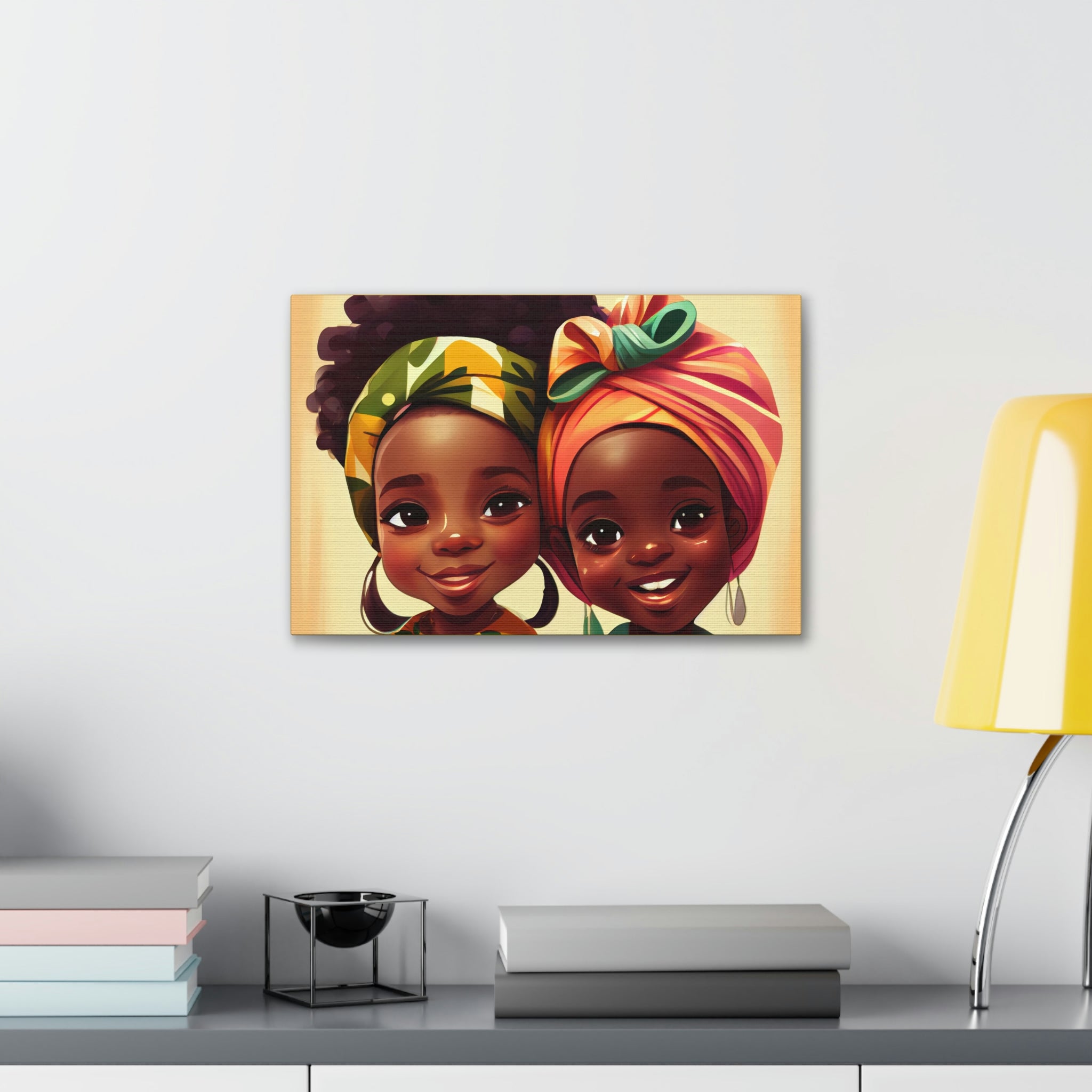Cute Afro Girls Canvas, African Canvas, Canvas for Home Decor, Wall Decoration, Housewarming Gift, Girls Canvas