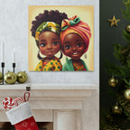 Cute Afro Girls Canvas, African Canvas, Canvas for Home Decor, Wall Decoration, Housewarming Gift, Girls Canvas