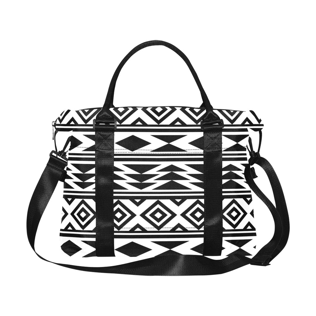 Black and White African Print Large Capacity Duffle Bag