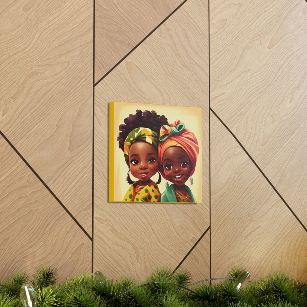 Cute Afro Girls Canvas, African Canvas, Canvas for Home Decor, Wall Decoration, Housewarming Gift, Girls Canvas