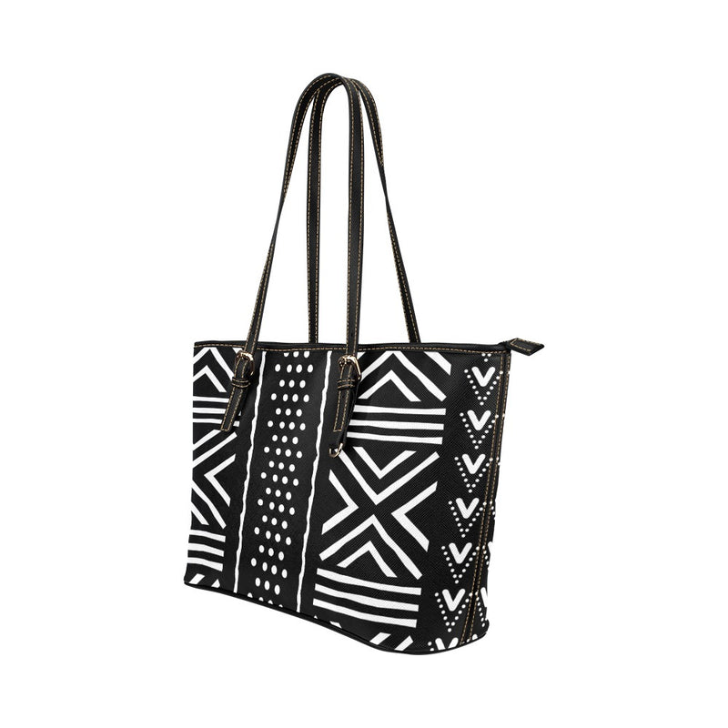 African Print Leather Tote Bag/Large (Model 1651)