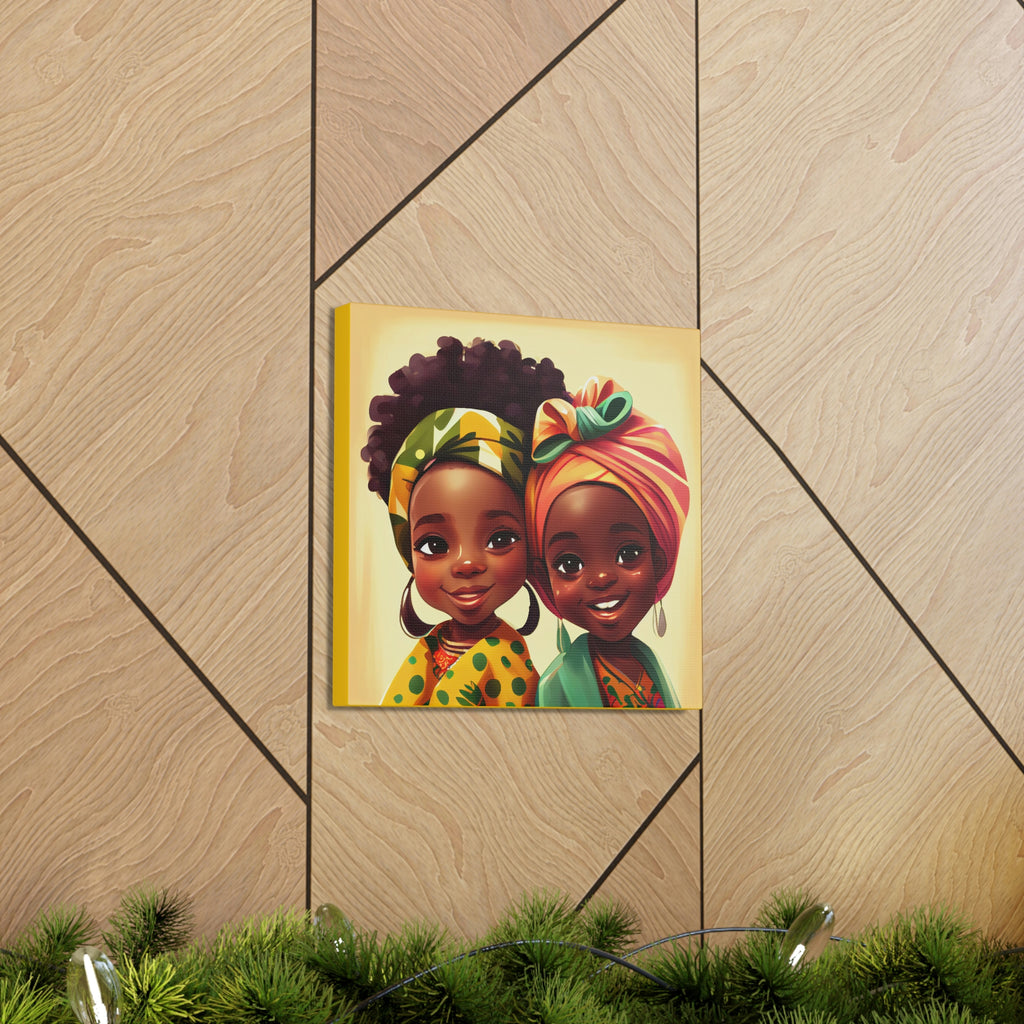 Cute Afro Girls Canvas, African Canvas, Canvas for Home Decor, Wall Decoration, Housewarming Gift, Girls Canvas