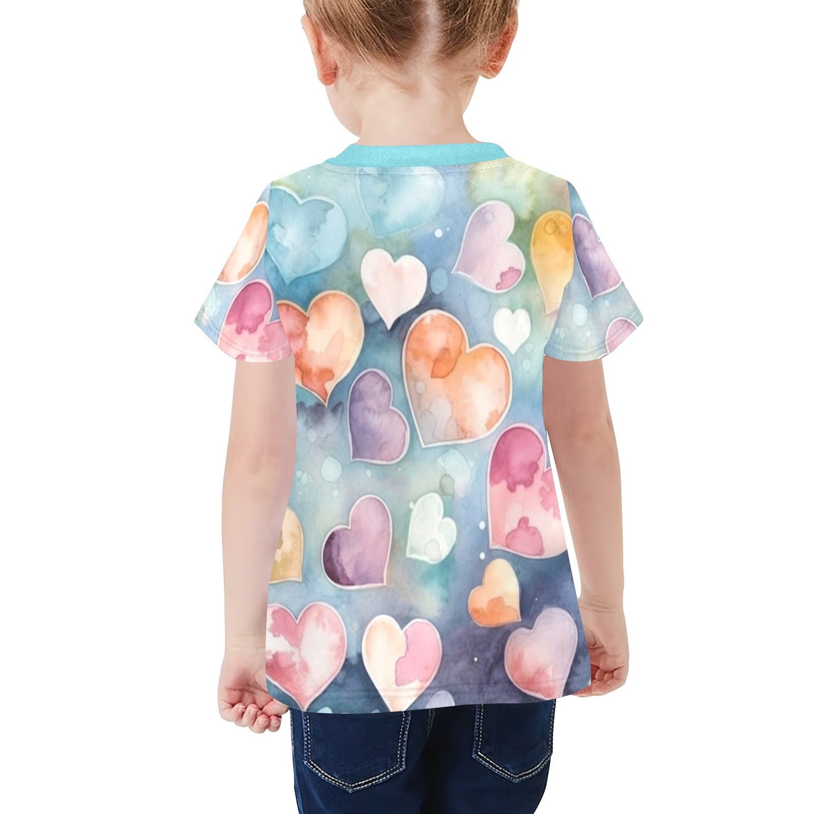 Little Girl's Crew Neck T-Shirt, Hearts