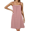 Red Hearts Drawstring Neck Sleeveless Dress (Model D68)