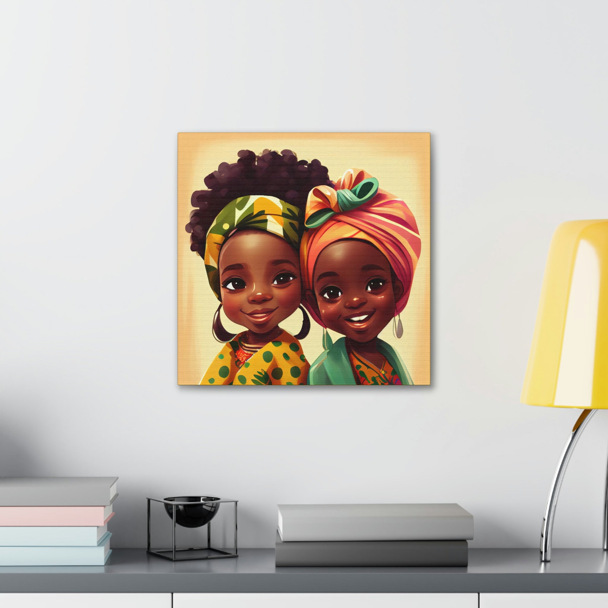 Cute Afro Girls Canvas, African Canvas, Canvas for Home Decor, Wall Decoration, Housewarming Gift, Girls Canvas