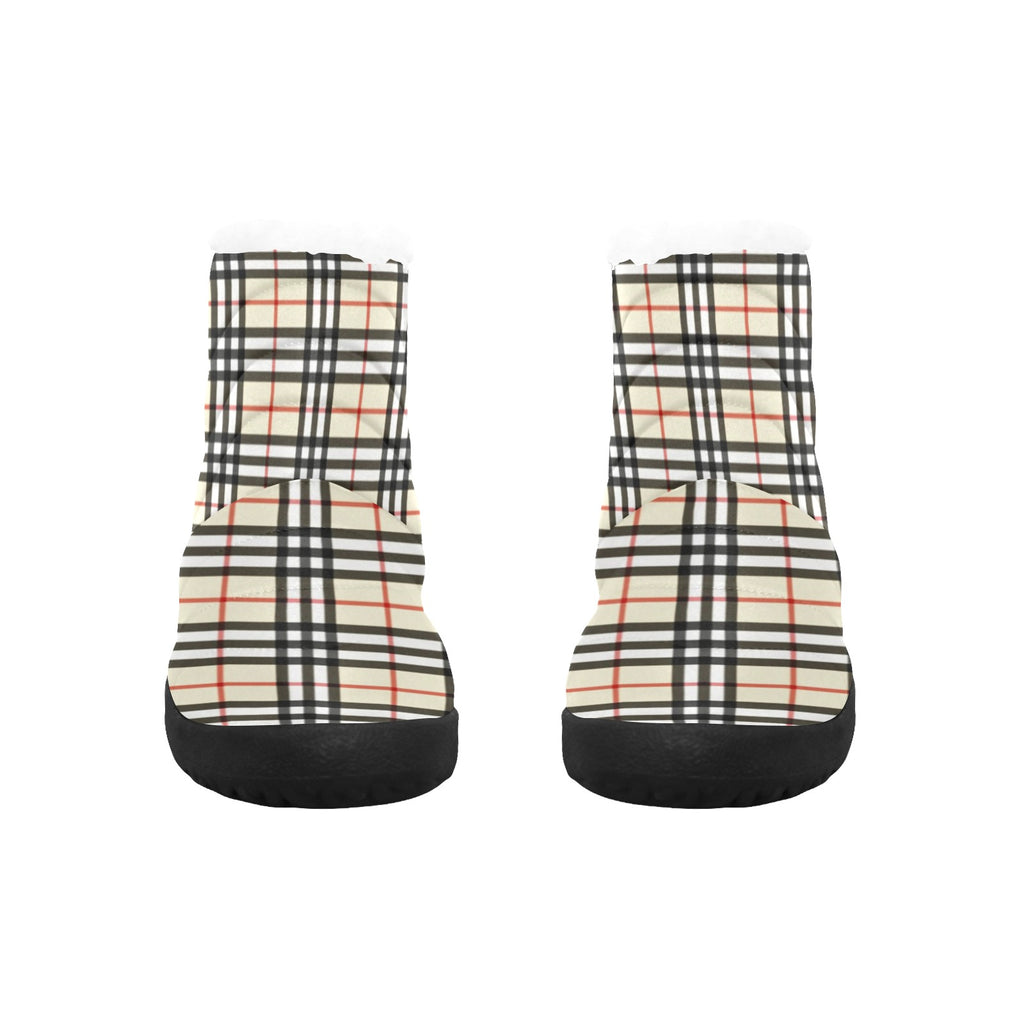 Plaid Beige Women's Cotton-Padded Shoes