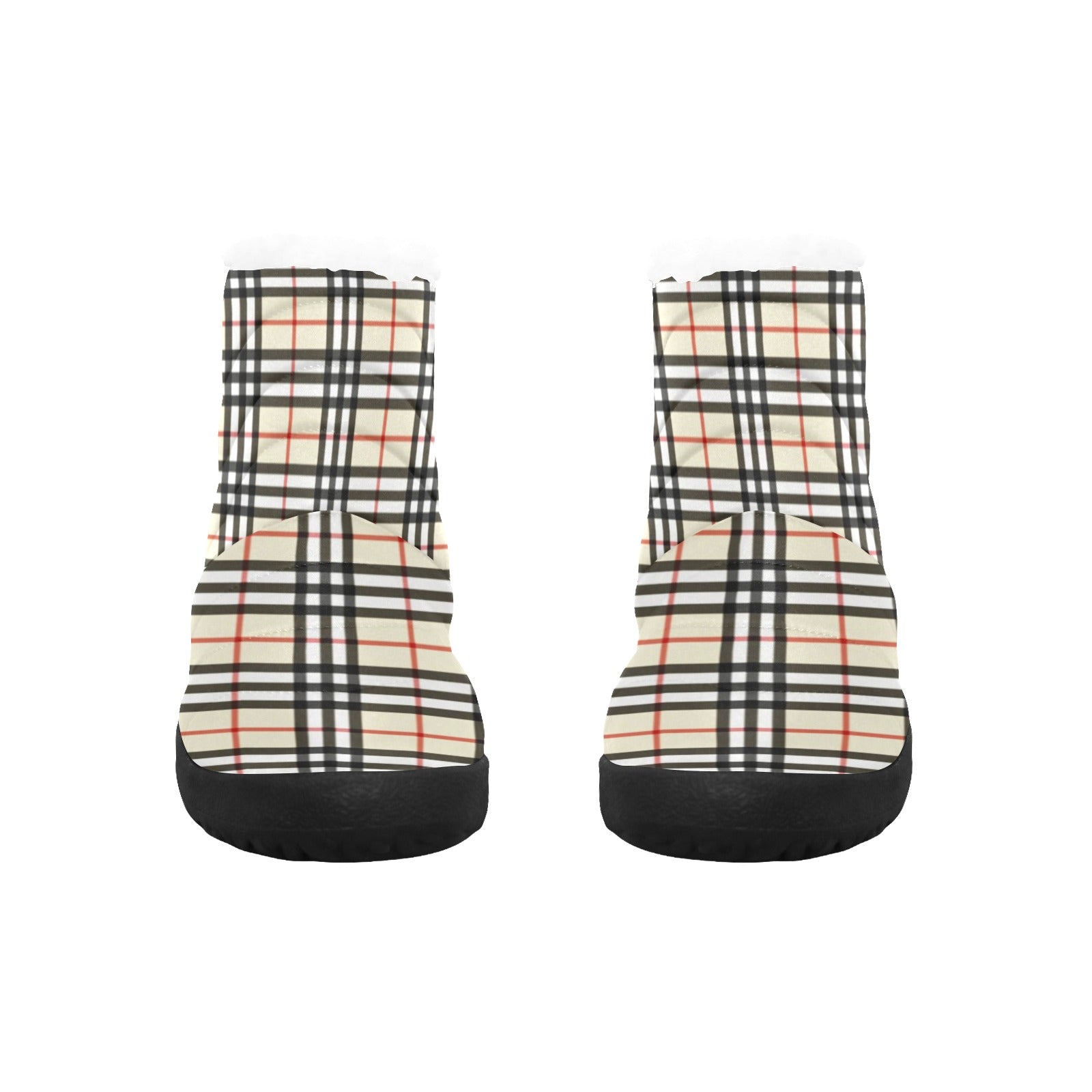 Plaid Beige Women's Cotton-Padded Shoes