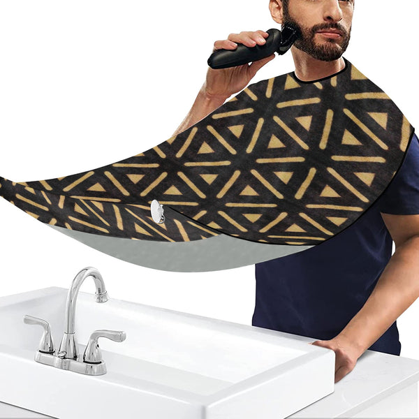 Bogolan Black Print Beard Bib Apron for Men Shaving & Trimming