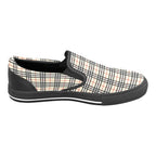 Plaid Beige Women's Slip-on Canvas Shoes (Model 019)