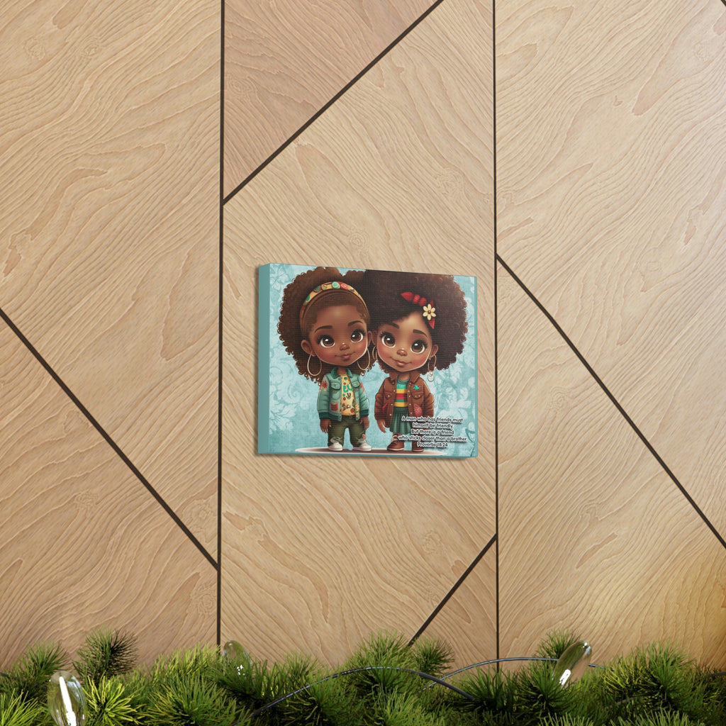 Canvas Gallery Wrap, Friends, Christian, There is a Friend, African American Girls, Picture Frame