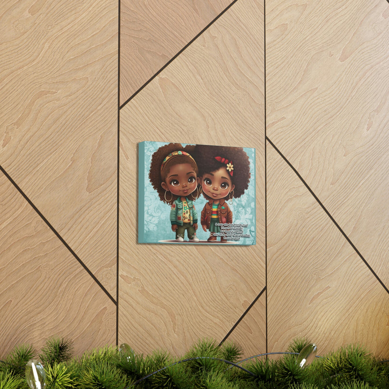 Canvas Gallery Wrap, Friends, Christian, There is a Friend, African American Girls, Picture Frame