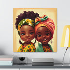 Cute Afro Girls Canvas, African Canvas, Canvas for Home Decor, Wall Decoration, Housewarming Gift, Girls Canvas