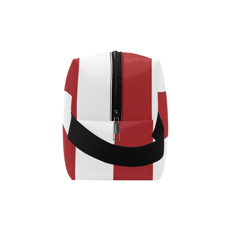 Red and White Striped Wash Bag