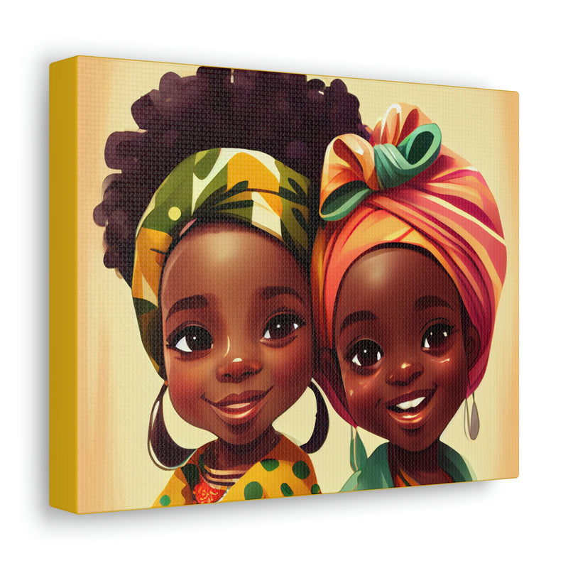 Cute Afro Girls Canvas, African Canvas, Canvas for Home Decor, Wall Decoration, Housewarming Gift, Girls Canvas