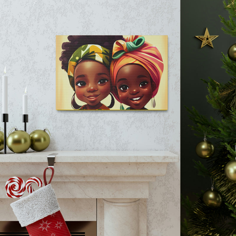 Cute Afro Girls Canvas, African Canvas, Canvas for Home Decor, Wall Decoration, Housewarming Gift, Girls Canvas