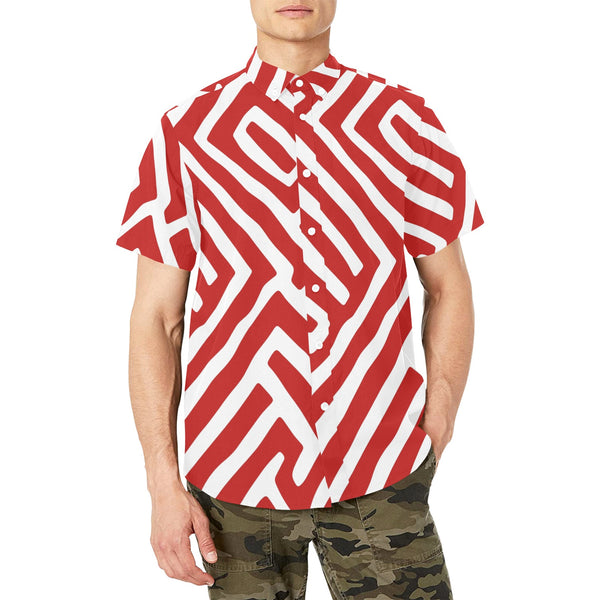 Men's Abstract Short Sleeve Shirt with Chest Pocket