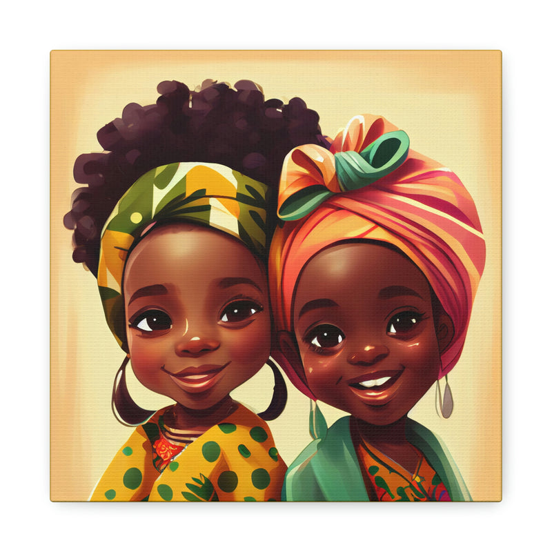 Cute Afro Girls Canvas, African Canvas, Canvas for Home Decor, Wall Decoration, Housewarming Gift, Girls Canvas