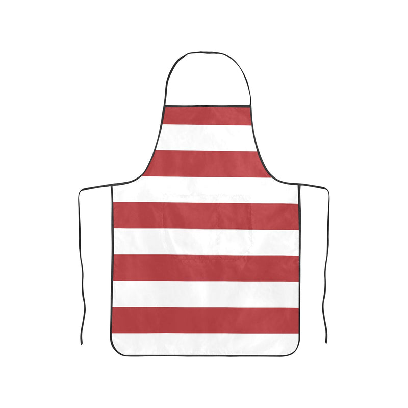 Red and White Striped Women's Overlock Apron with Pocket